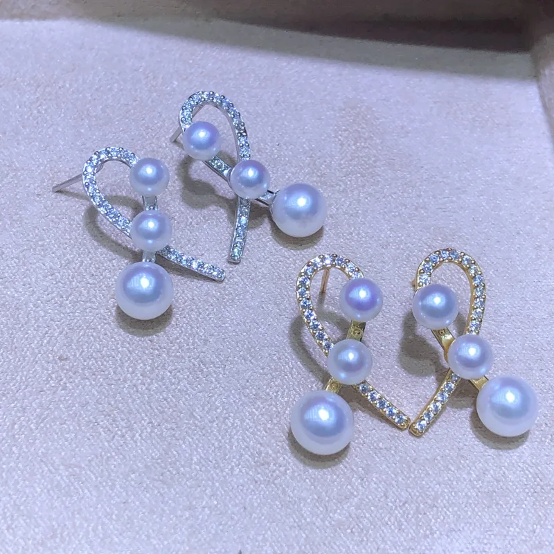 Wholesale S925 Sterling Silver Earrings Mount Findings Settings Base Mounting Parts Accessory for 4-8mm Pearls 5 pairs/lot