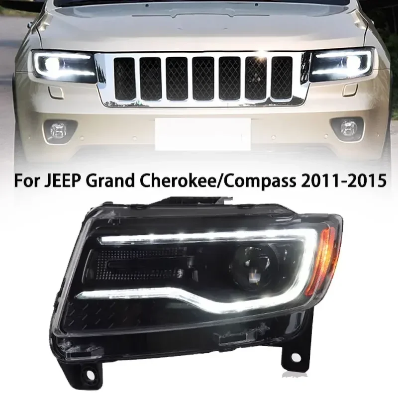 Car Lights For JEEP Grand Cherokee Headlight 2011-2016 Compass LED Head Lights DRL Turn Signal Projector Lens Auto Accessories