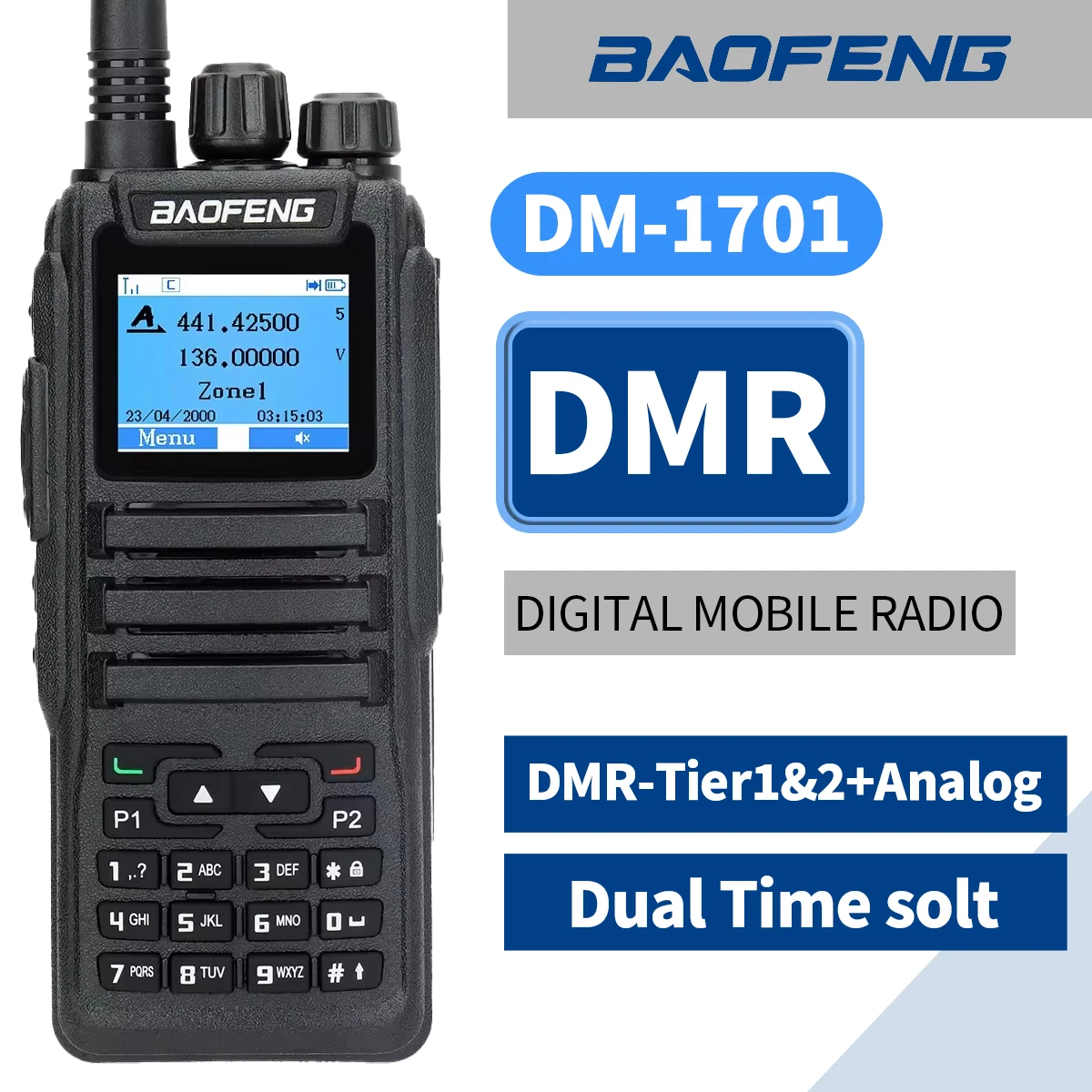 Baofeng DM-1701 Walkie Talkie Dmr Tweeweg Radio Dual Bandtier I Tier Ii Dual Time Slot Digitale Poste Radio Ham Tweeweg Radio