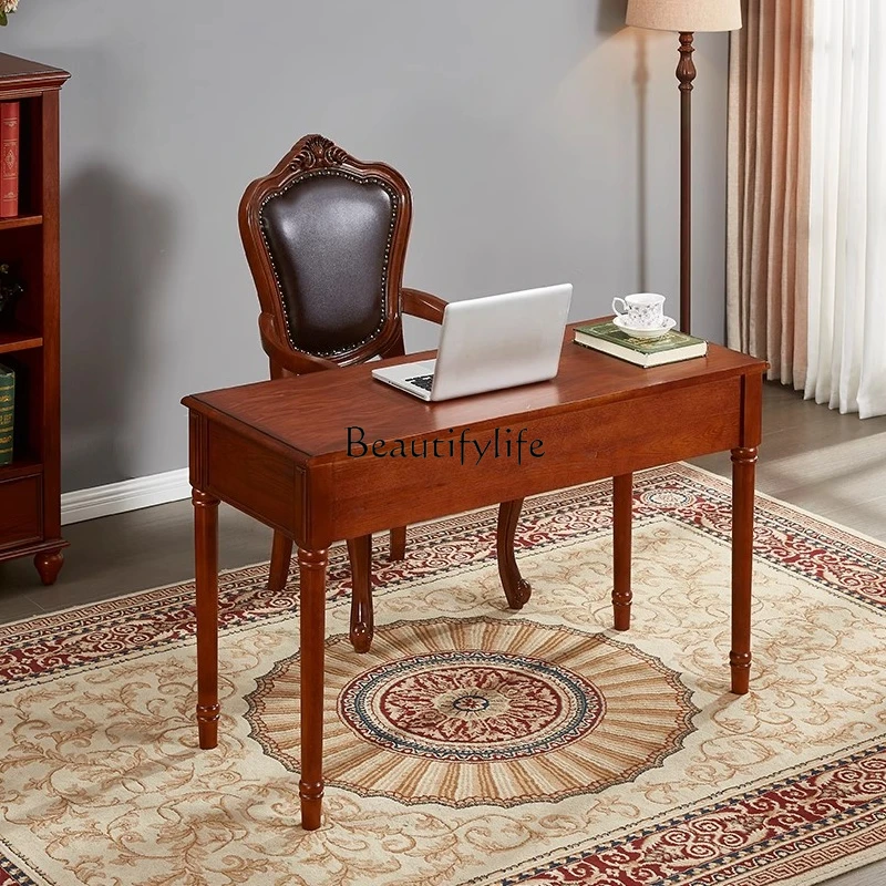 

*American solid wood desk bedroom small desk writing table European style