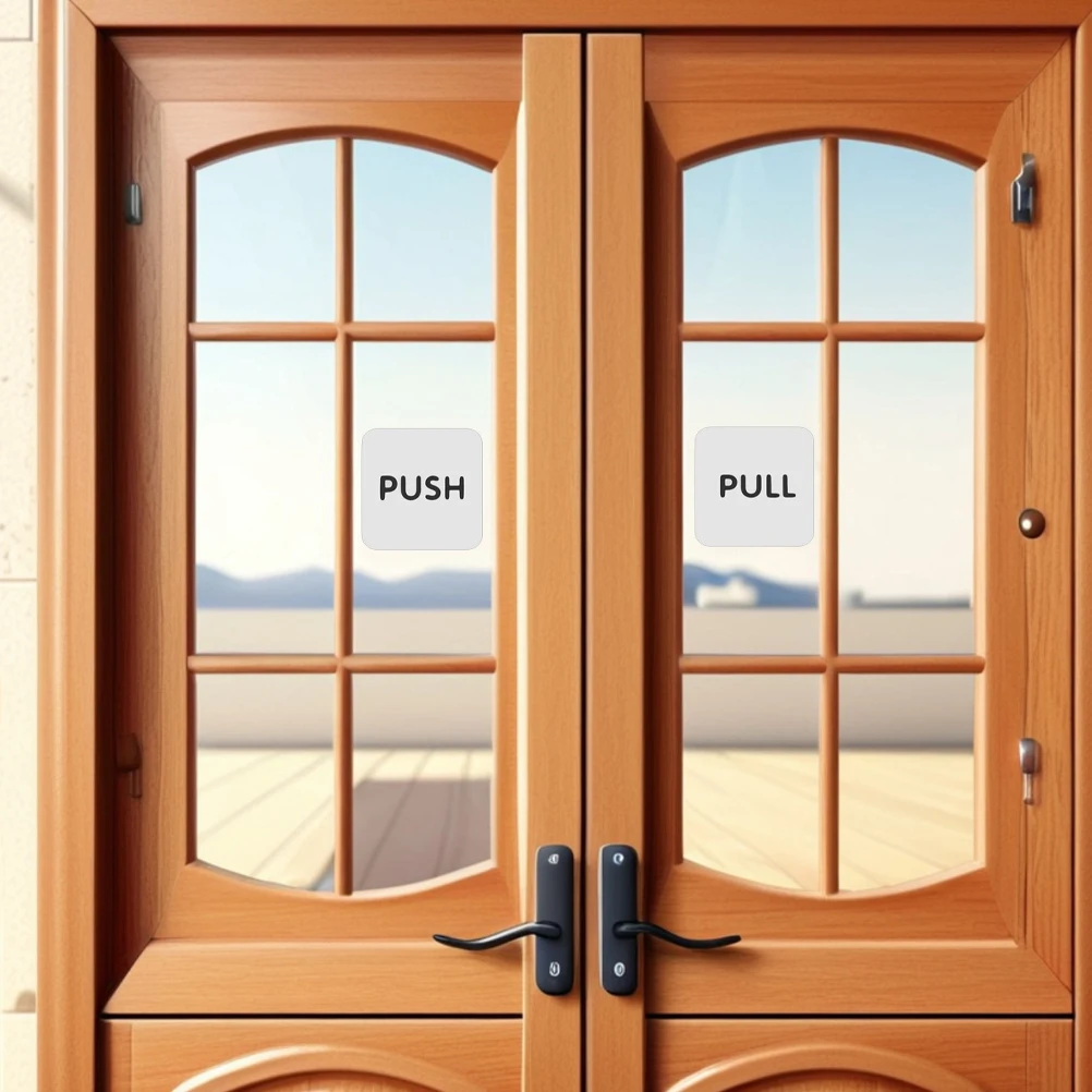 4 Pcs Stickers Acrylic Material Glass Door Signs Business Sign Sticker Use Push Pull Stickers Sign Door Handle Sticker