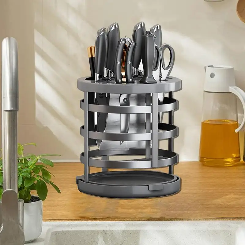 

Кухонный вращающийся держатель для резака, подставка для ложки для кухни, портативный и водонепроницаемый вращающийся держатель для посуды, домашний держатель для резака