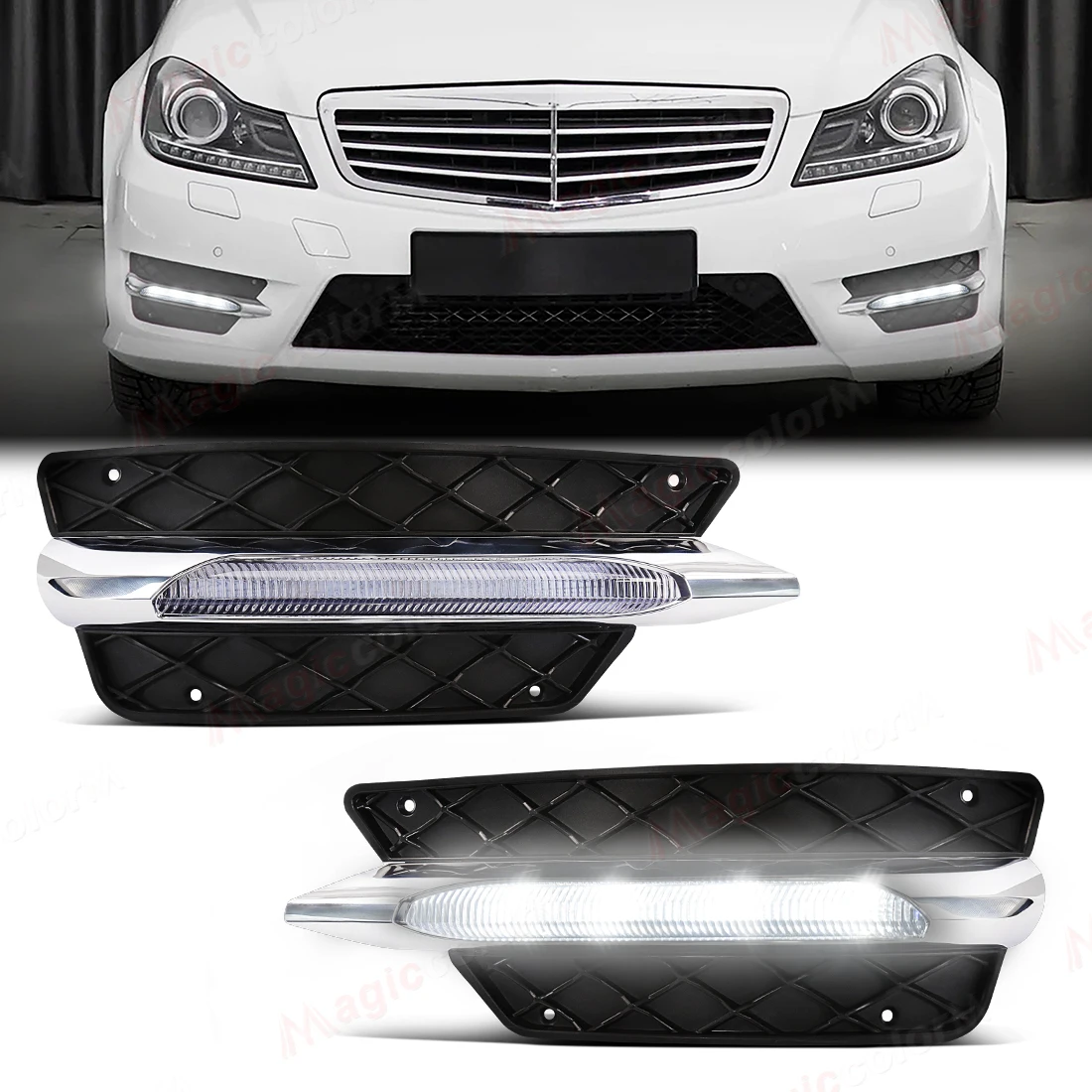 

Fog Lamp Assembly For Mercedes-Benz W204 C-Class 2012 2013 2014 Front Bumper Driving Light White Daytime Running Fog Lamp 12V