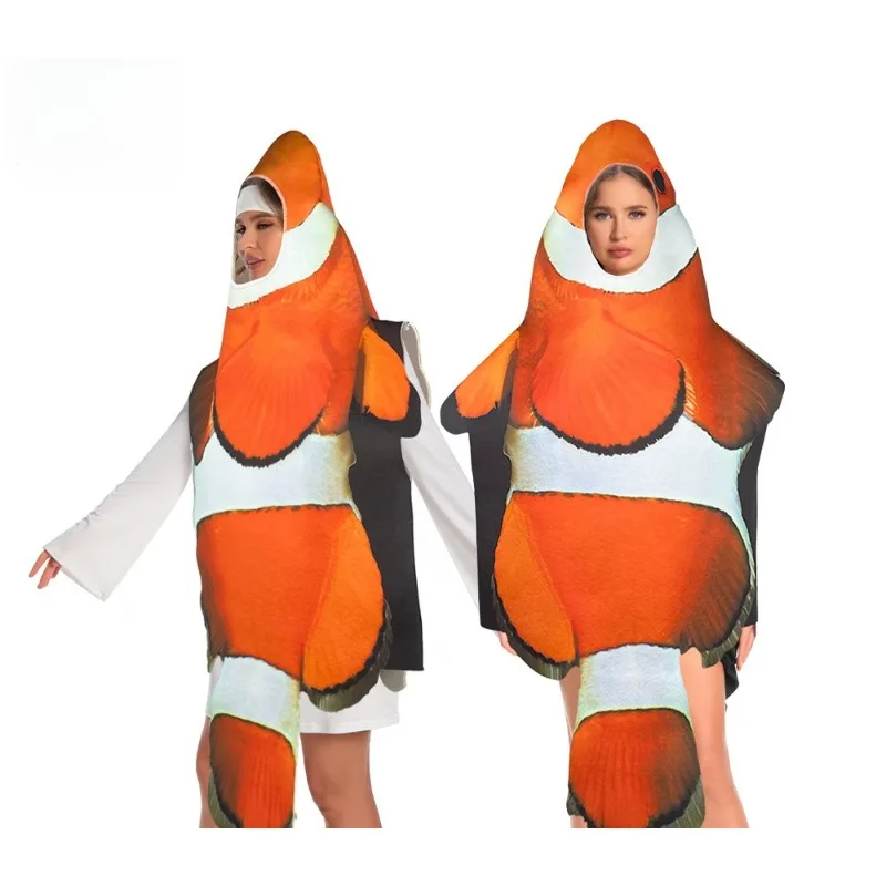 

Adult Stage Performance Suit Fish Party Outfit Funny Clothes Clownfish Cosplay Costume Carnival Marine Organism Disguise Wear