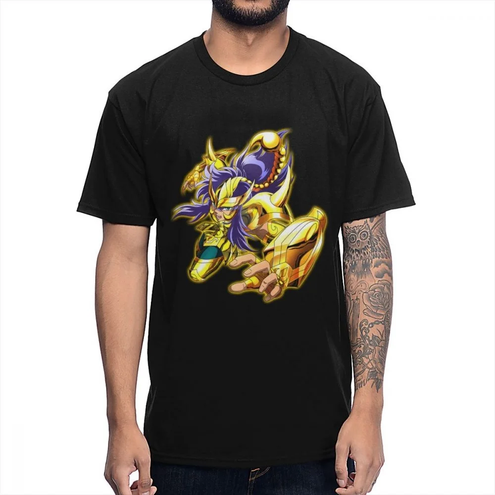 تي شيرت للرجال والنساء من Scorpio Milo Gold Saint Seiya ، برقبة دائرية ، قطن خالص ، تيشيرتات رائجة ، قمم هيب هوب ، ملابس كلاسيكية ، للجنسين ، جديد