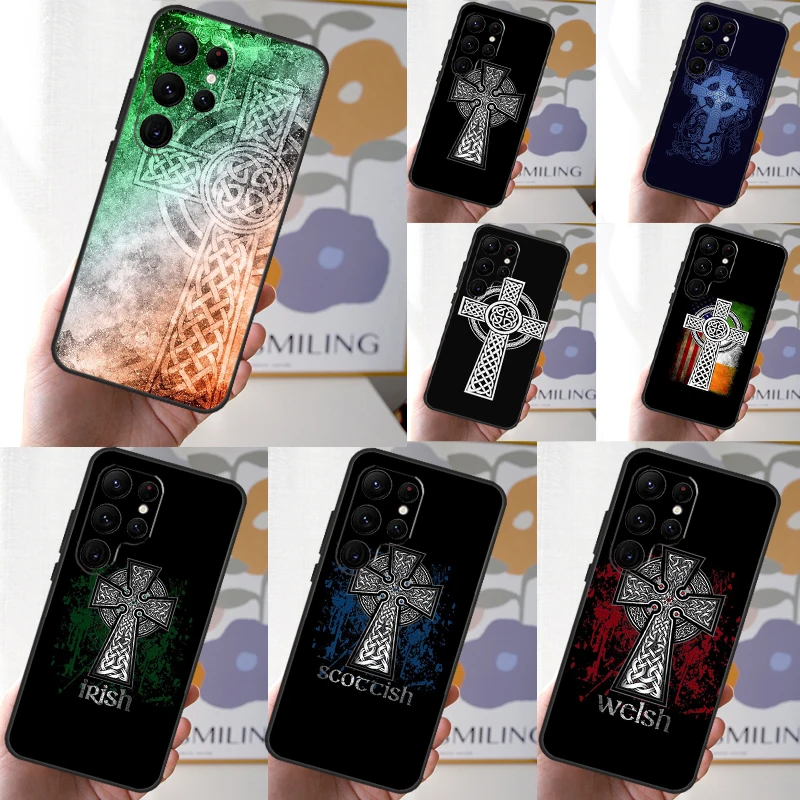 Celtic Knot Cross Case For Samsung Galaxy S24 Ultra S23 S22 S20 S21 FE Note 10 20 Ultra S8 S9 S10 Plus Cover