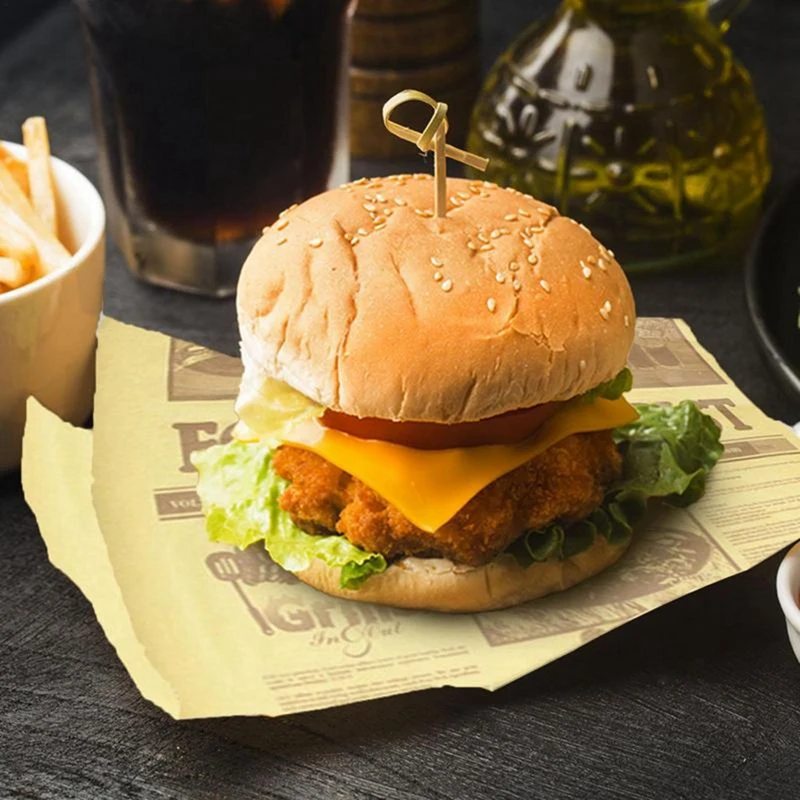 Grease Resistant Sandwiches Pizza Wrapping Sheets Turmeric Paper Fast Food Wrapping