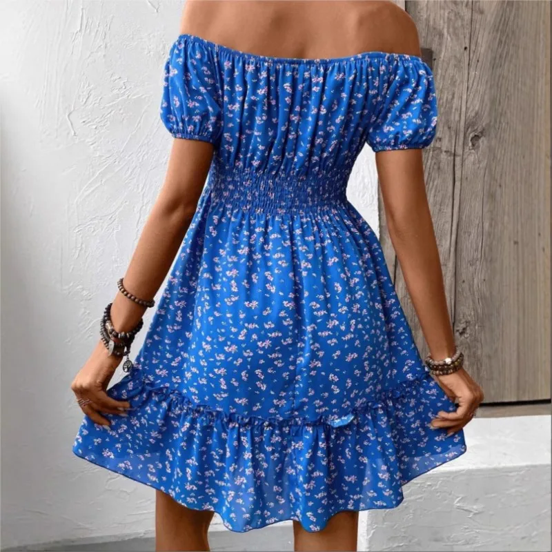 Verão feminino sexy casual impressão floral mini vestido sem costas cintura elástica sem alças rendas suspender vestidos para mulher