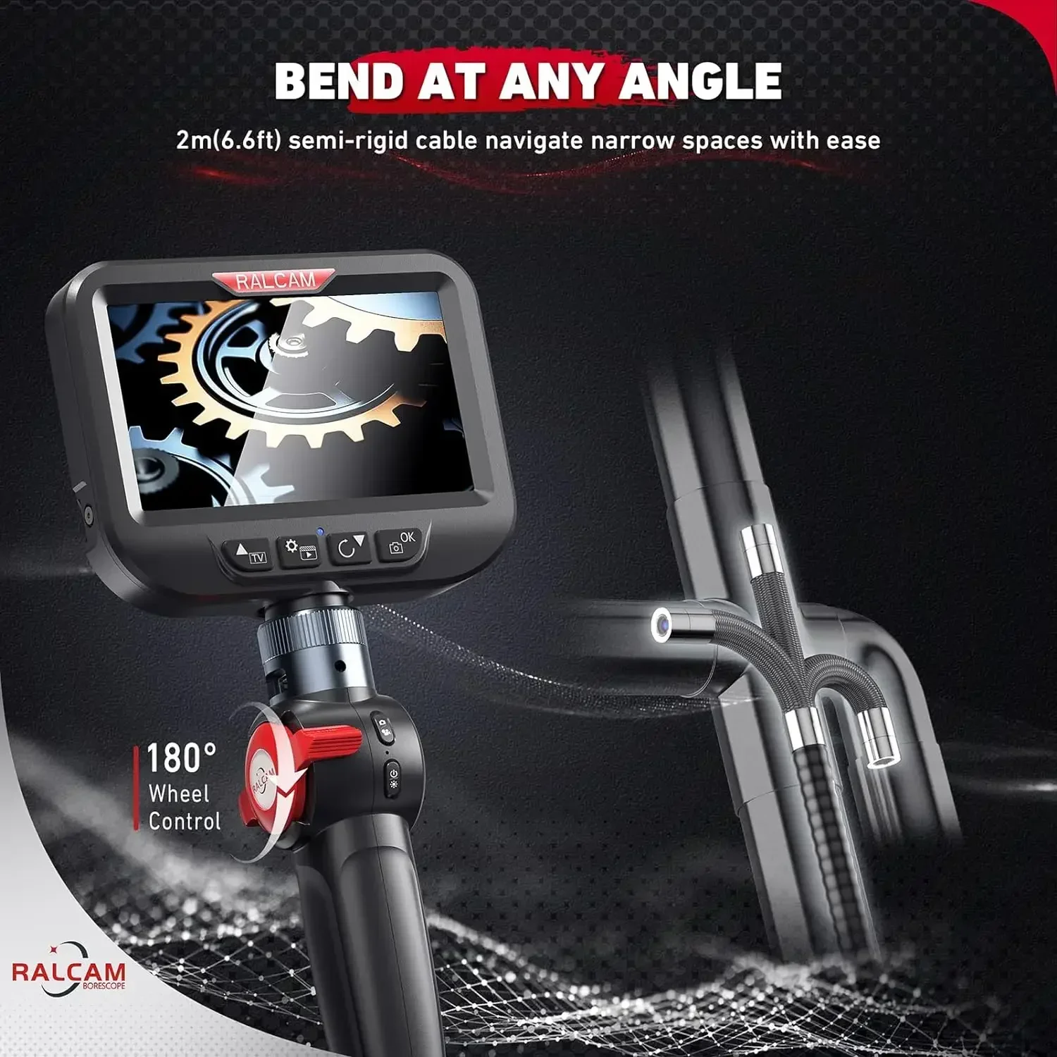 RALCAM Articulating 360/720° Endoscope 6.2mm Inspection Camera Cameras with 6 LED, IP67 Waterproof 1M/2M/3M image 4