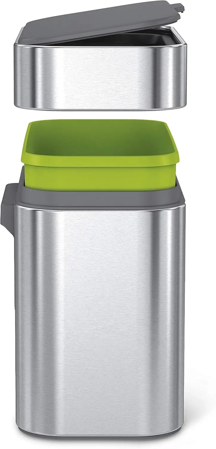 Detachable Countertop Compost Bin, 4L/1.06G Brushed Stainless Steel, Eco-Friendly Kitchen Waste Caddy