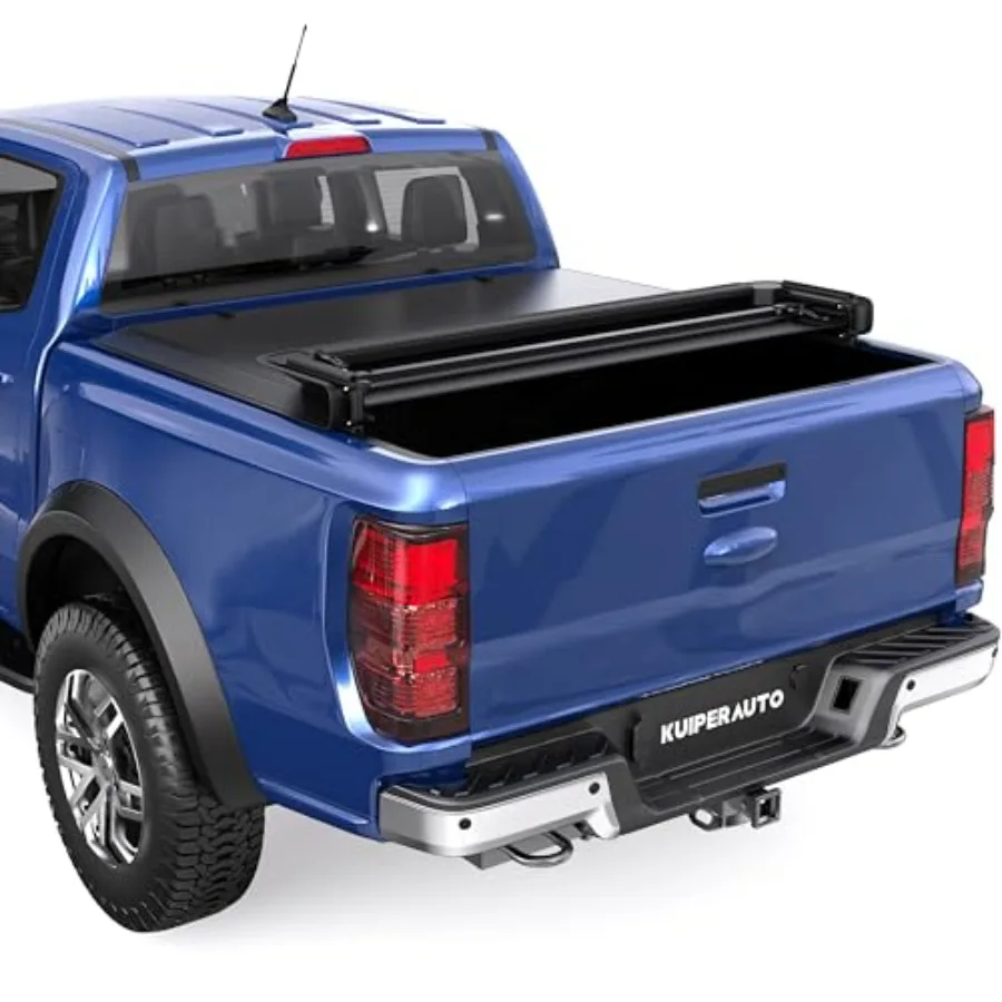 5FT Tri 3-Fold Soft Folding Truck Bed Tonneau Cover for 2019-2026 Ranger 5FT On Top-61 inch Black Durable Waterproof UV Resist