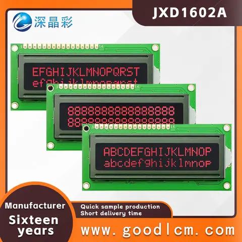 1602a 2x16 lcd display 16x02 i2c LCD module hd44780 drive Multiple mode colors are available 5.0V or 3.3V power supply VA red