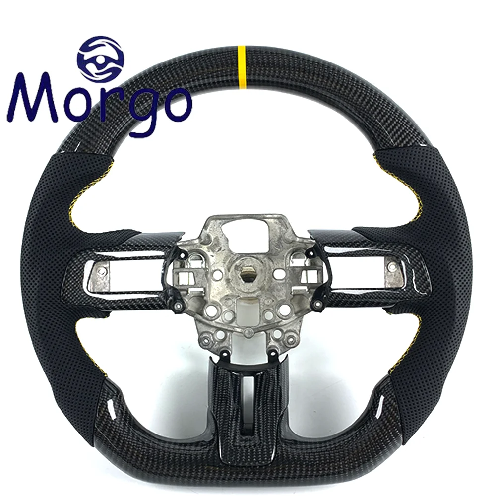 Accessories for Ford Custom Carbon Fiber Car Steering Wheel for Mustang GT350 S550 Shelby Super Snake 2015-2023 Carbon Upgrade