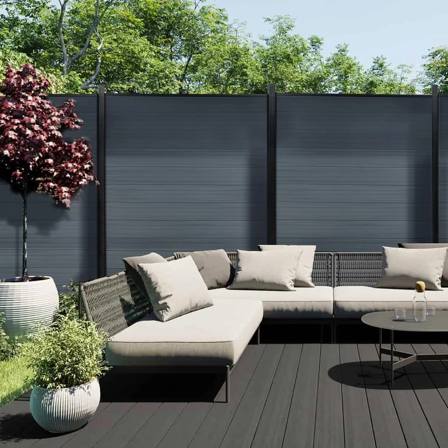Privacy Fence Panels for Outside,6ft(W) x 6ft(H) Outdoor Privacy Panels with 1 Post,Wind Resistant Wood Plastic Composite Fencin
