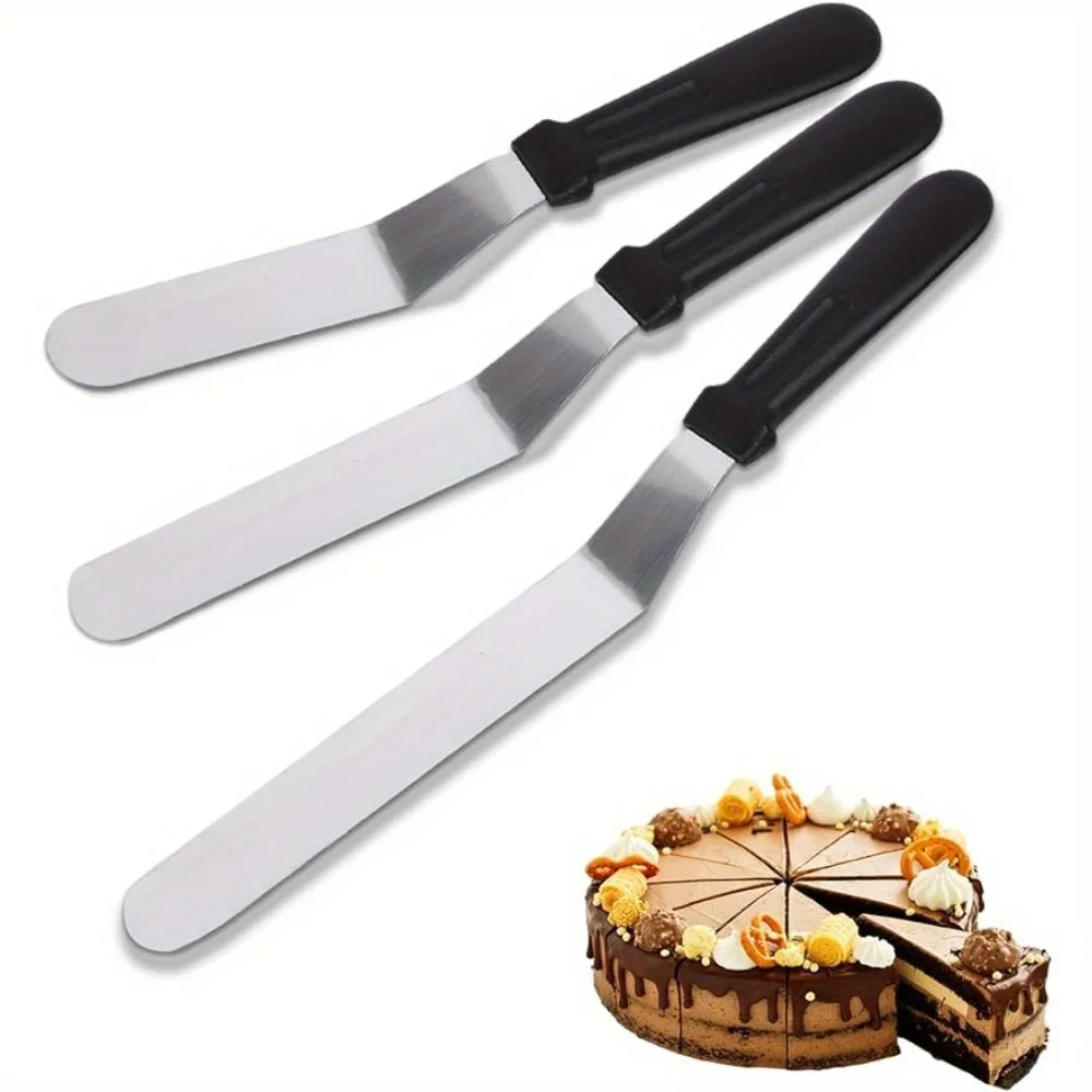 1pc Icing Spatula, 6/8/10in, Curved Offset Blade Professional Frost Cream Spatula, For Cake Decoration Pastry Baking Kitchen