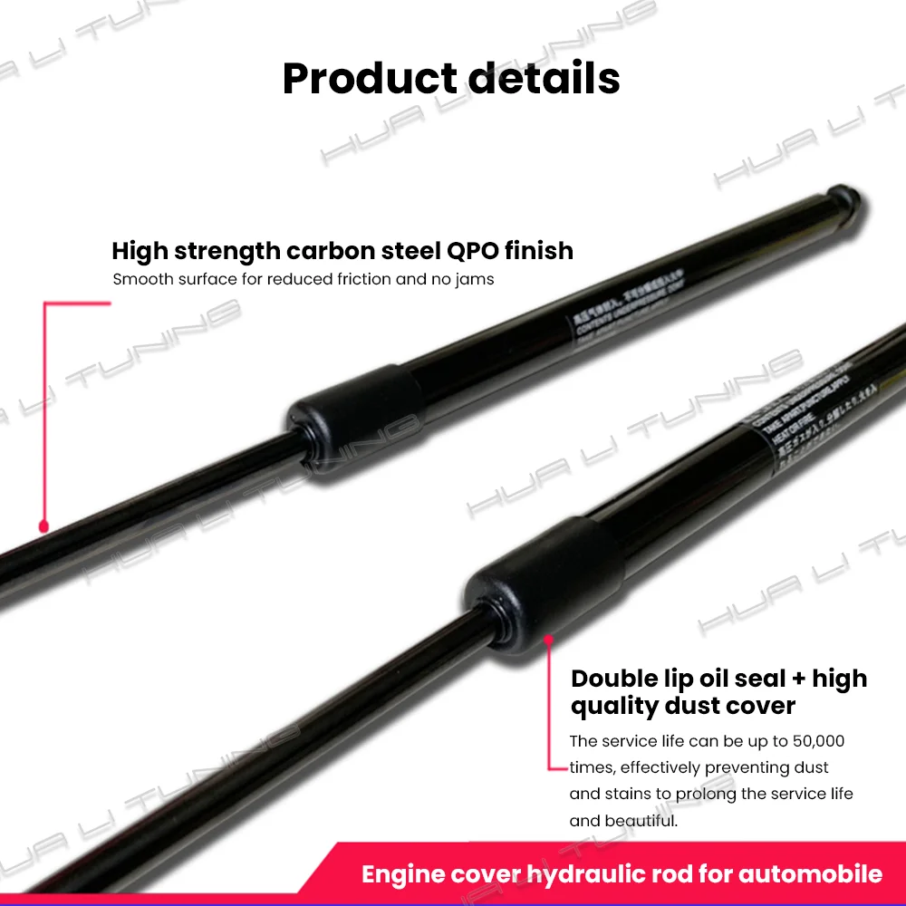 Picture 7: Assit Strut For Jeep Wrangler JL 2018-2026 Front Engine Hood Damper Lift Support German Strech Bonnnet Gas Spring Auto Tuning