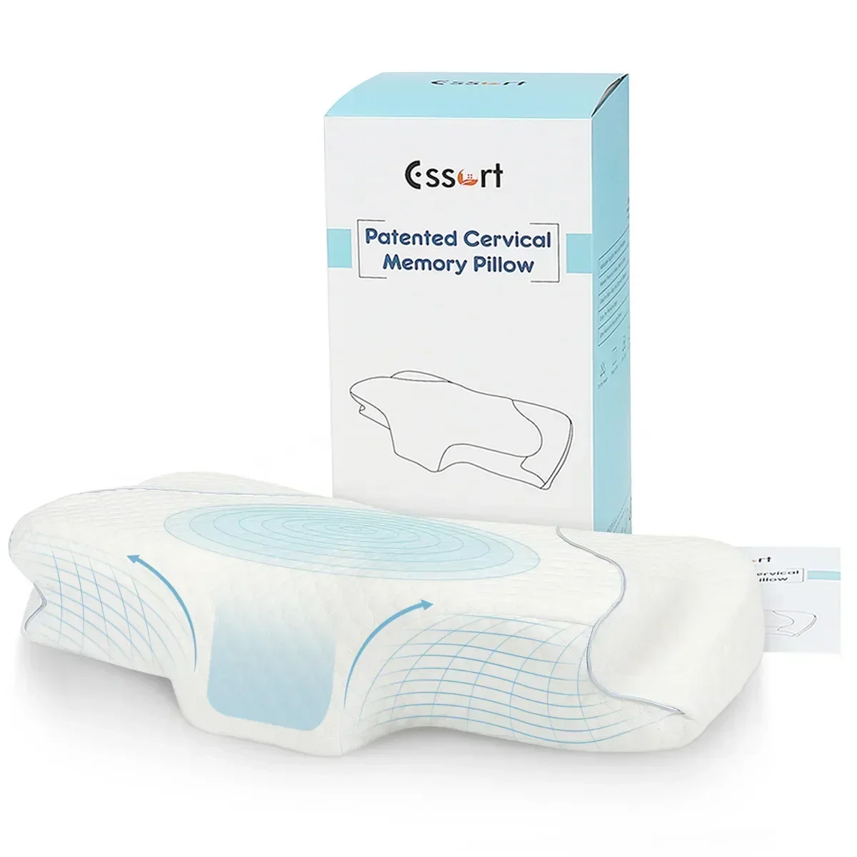 

Slow Rebound Memory Foam Pillow Cervical Contour Pillow for Neck Pain Anti Snore Side Sleepers Pillows with Washable Pillow Case