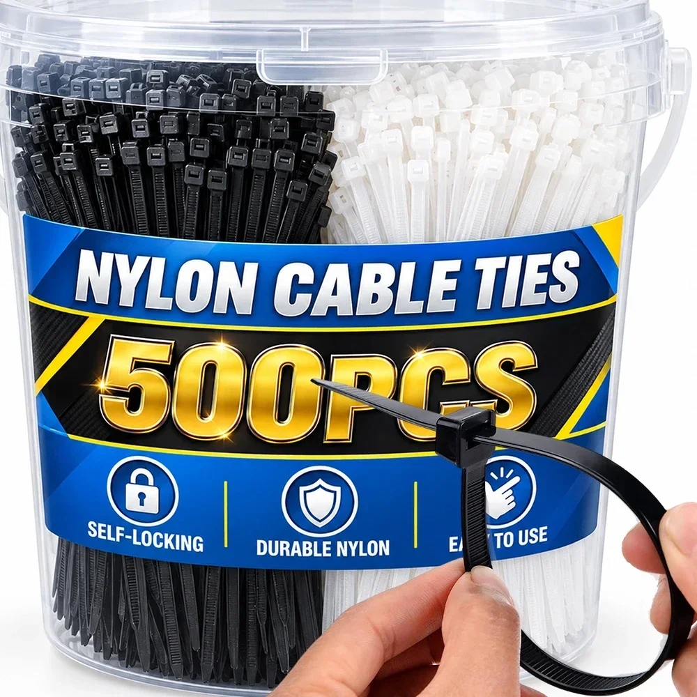Wholesale Self Locking Nylon Cable Ties Plastic Cord Tie Heavy Duty Cables Fastening Ring Loop Hardware Organizer Wire Straps