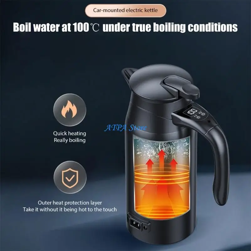 

U13C Insulated Car Cup Heater 800ml Featuring Quick Heat Technology and Digital Monitor 12V 24V Support for Drivers