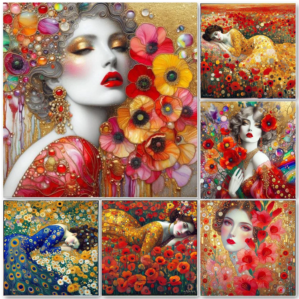 

Diamond Painting Flowers And Woman Full Round Diamond Embroidery Art Mosaic Picture Cross Stitch Kits Home Wall Decor