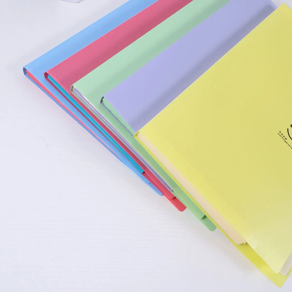 

5Pcs File Folder Plastic Expanding 5 Pockets Snap Closure Document Organizer Travel Office School Storage Accordion Folder Paper