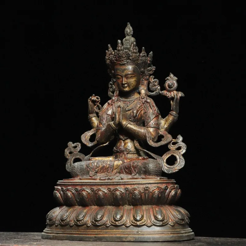 Hand-Carved Premium Bronze Avalokiteshvara Statue - 8.7
