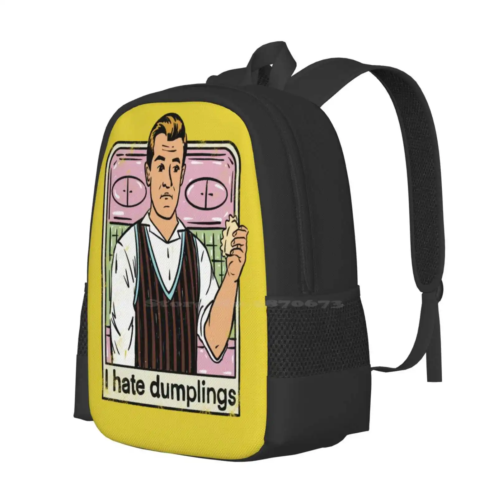 I Hate Dumplings Hot Sale Schoolbag Backpack Fashion Bags I Hate Dumplings Retro Dumpling Vintage Dumpling Funny Dumplings I