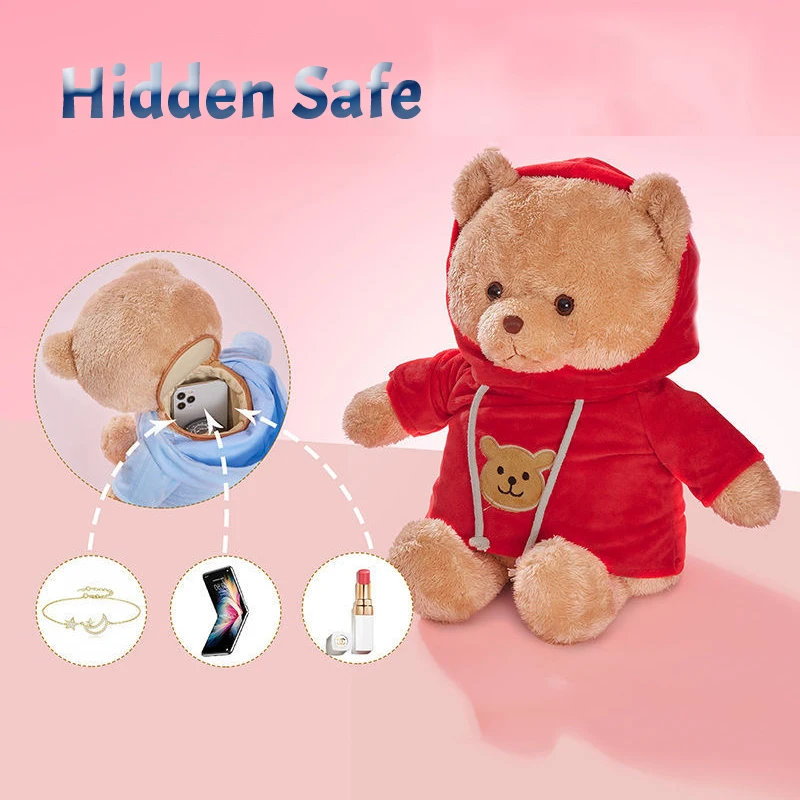 Imagem -02 - Caixa de Armazenamento Segura Urso de Pelúcia Compartimento de Segurança Escondido Esconderijo Secreto Presente Criativo para Jóias Dinheiro Urso Boneca Infantil 30 cm 40cm