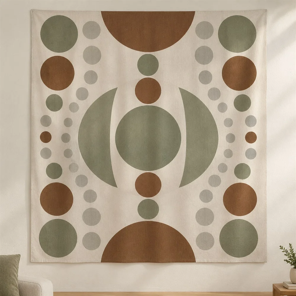 VIKAMA Polka Dot Pattern Mirror Symmetric Tapestry Wall Hanging, Modern Wall Decor Tapestries for Living Room Bedroom Entryway