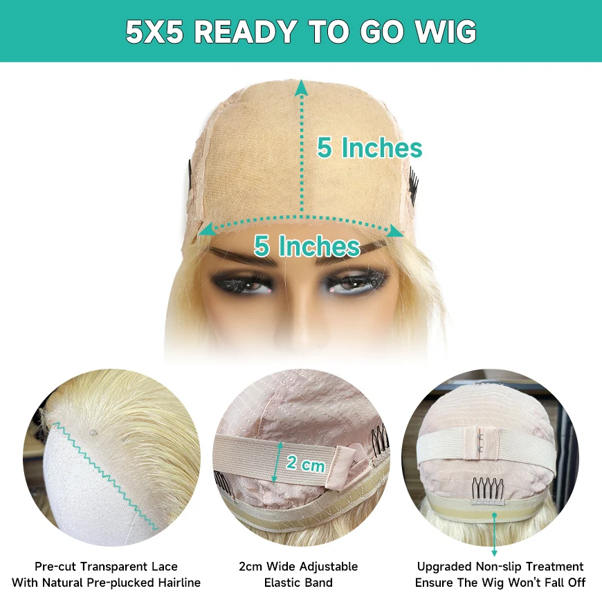 Blonde Straight 5x5 Closure Wig Glueless Wig Human Hair Ready To Wear 13x4 13x6 Hd Lace Frontal Wig 613 Human Hair Wig for Women