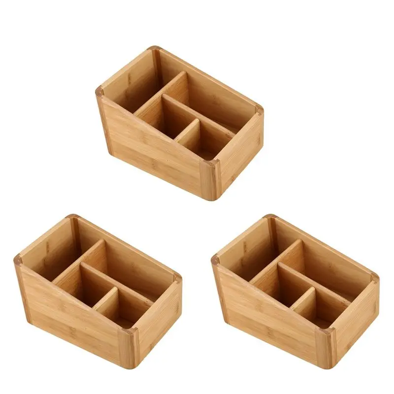 SOFT-3X Remote Control Holder Key Collection Cosmetics Receipt Inclusion Organizer Storage Box Wooden Box Organizer Box
