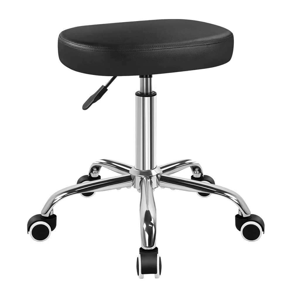 

Square Rolling Stool with Swivel & Height Adjustable, Black for Salon Office Home Bar