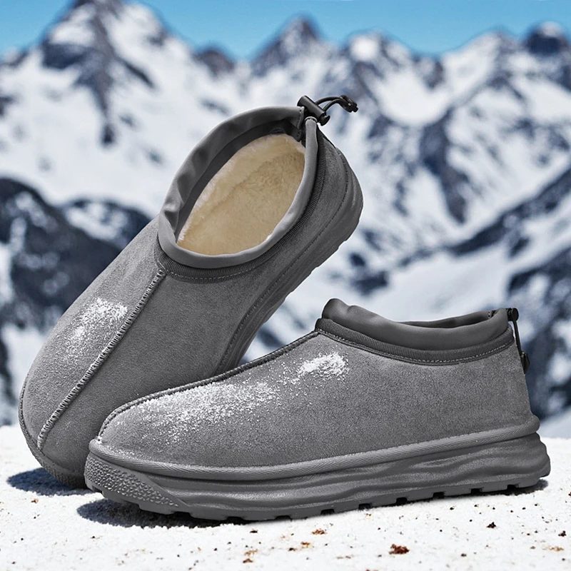 

Winter snow boots, fleece-lined for warmth, slip-on with drawstring, versatile cotton shoes for outdoor use 770