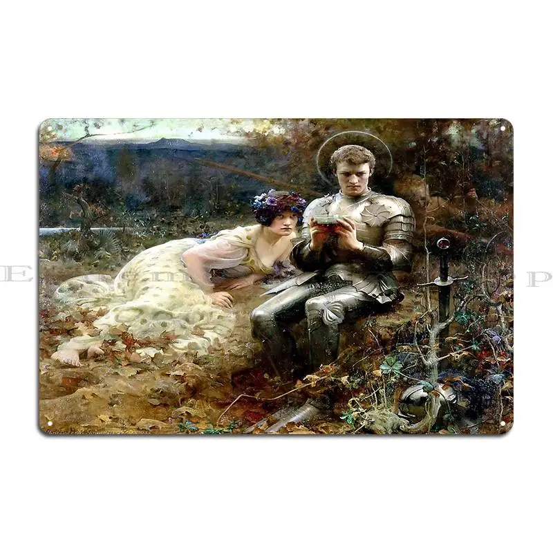 The Temptation Of Sir Percival Arthur Hacker Metal Plaque Poster Printing Club Pub Pub Garage Tin Sign Poster