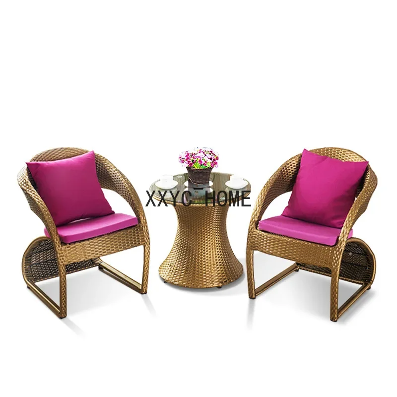 

Outdoor table and chair courtyard combination household rattan chair three-piece set balcony rattan woven leisure garden outdoor