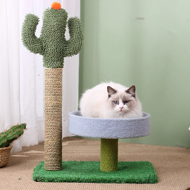 

Climbing Frame for Small Cactus Cat, Three-layer Scratching Board, Sisal Scratching Column, Cat Nest, Jumping Platform, Pet Toy