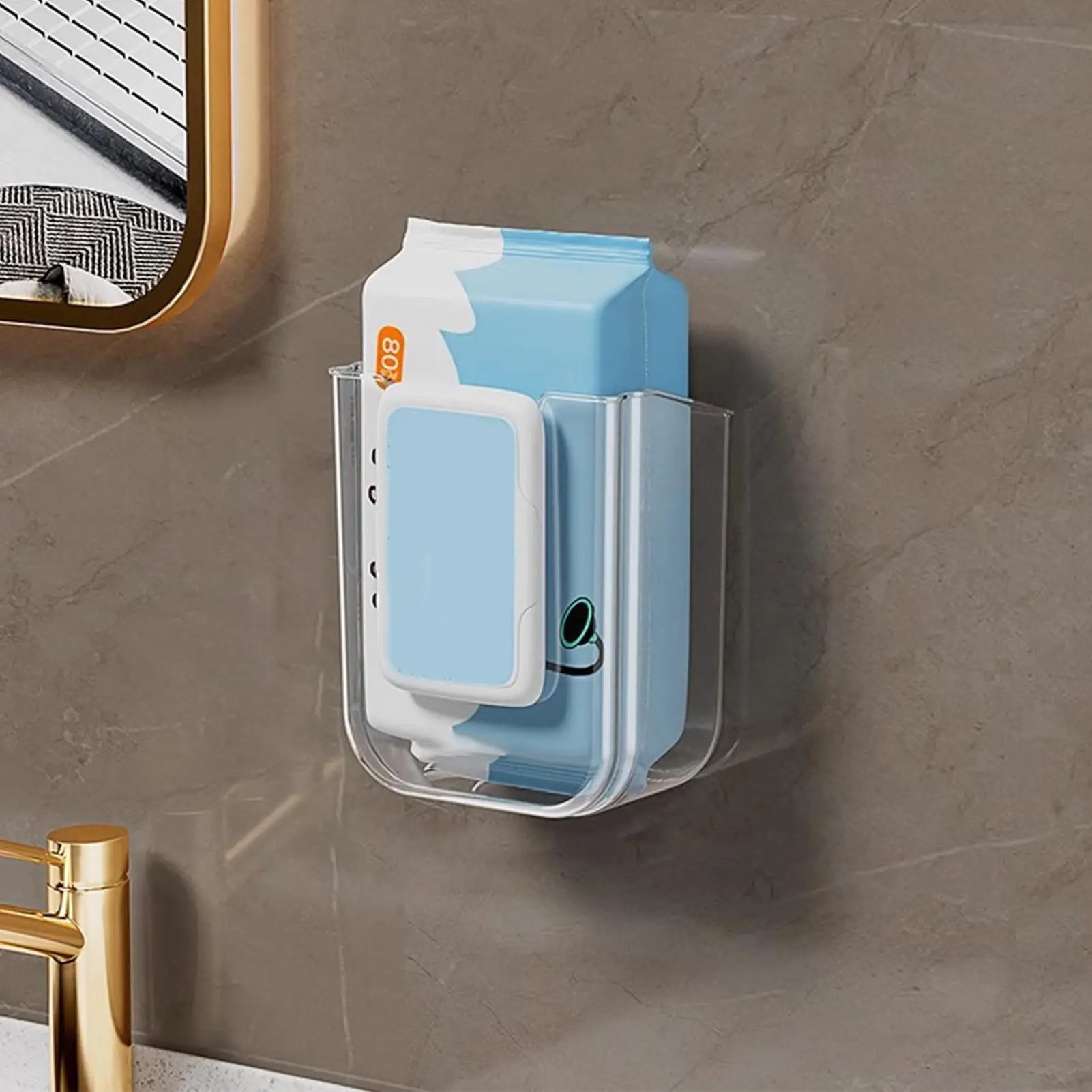 Badezimmer-Feuchttücherhalter, Tücherhalter, Aufbewahrungsbox, Behälter, Organizer, Klebespender für Küche, Familie, Badezimmer, Toilette, Schlafzimmer