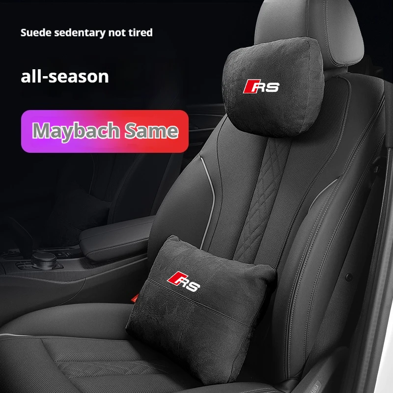 For Audi RS3 RS4 RS5 RS6 RS7 S Line RSQ3 RSQ5 RSQ7 RSQ8 Suede Car Headrest Neck Support Seat Lumbar Cushion Soft Neck Pillow