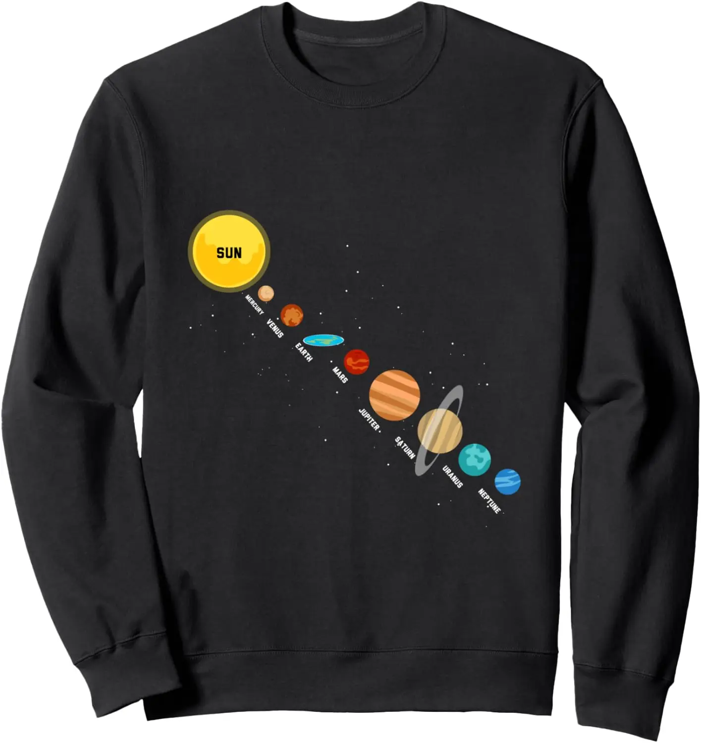 Sweat-shirt du système solaire de la terre plate, théorie du complot