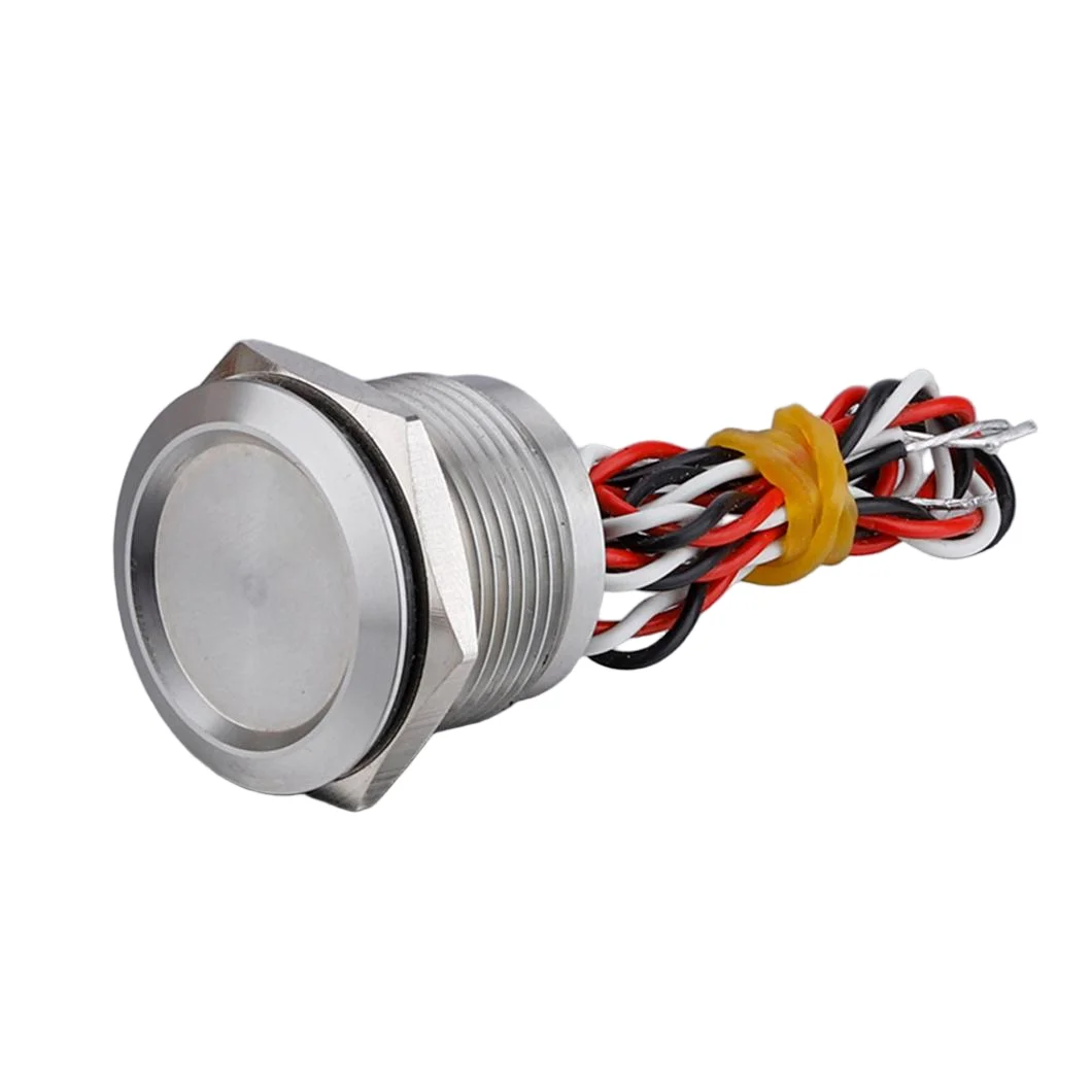 Durable 19mm  Piezoelectric Button IP68 Rated Corrosion Resistant Chamfer Head 1NO Stainless Steel Momentary/Latching 2A