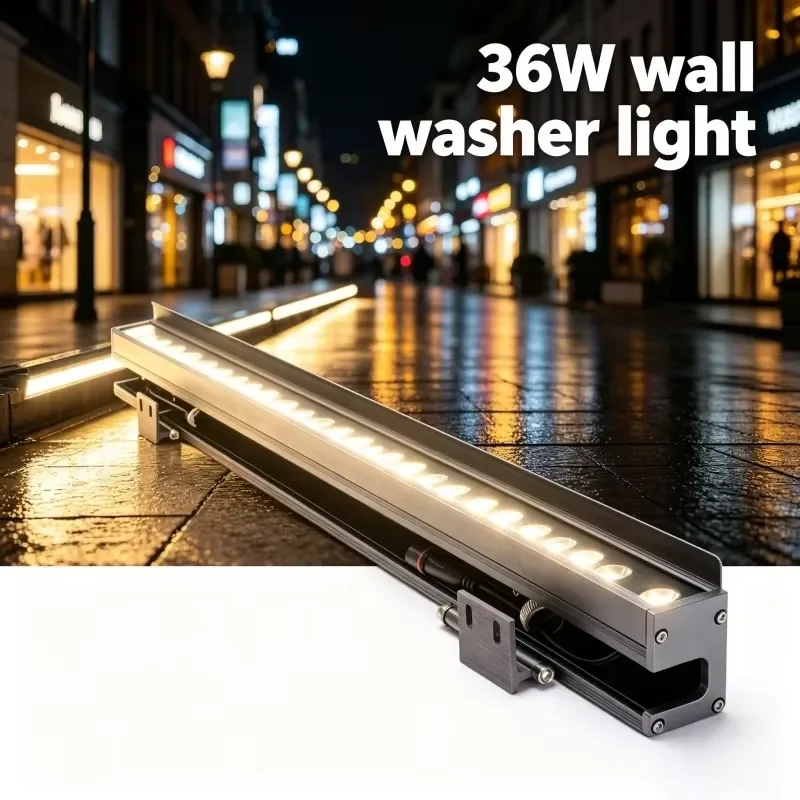36W RGB LED Wall Washer Light DMX512 Control Outdoor Bridge Building Exterior Lighting Hidden Bottom Wiring Cable for Project