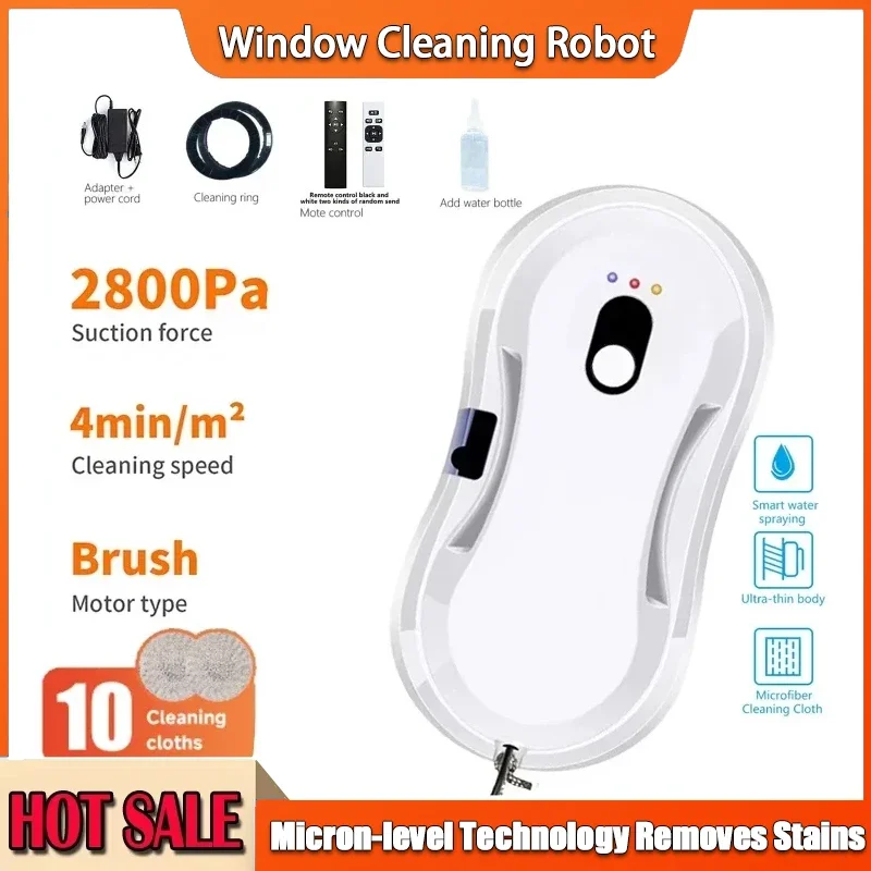 Smart Window Cleaning Robot for Indoor & Outdoor Use with Ultrasonic Water Spray And Vacuum Wash - Robotic Glass Cleaner