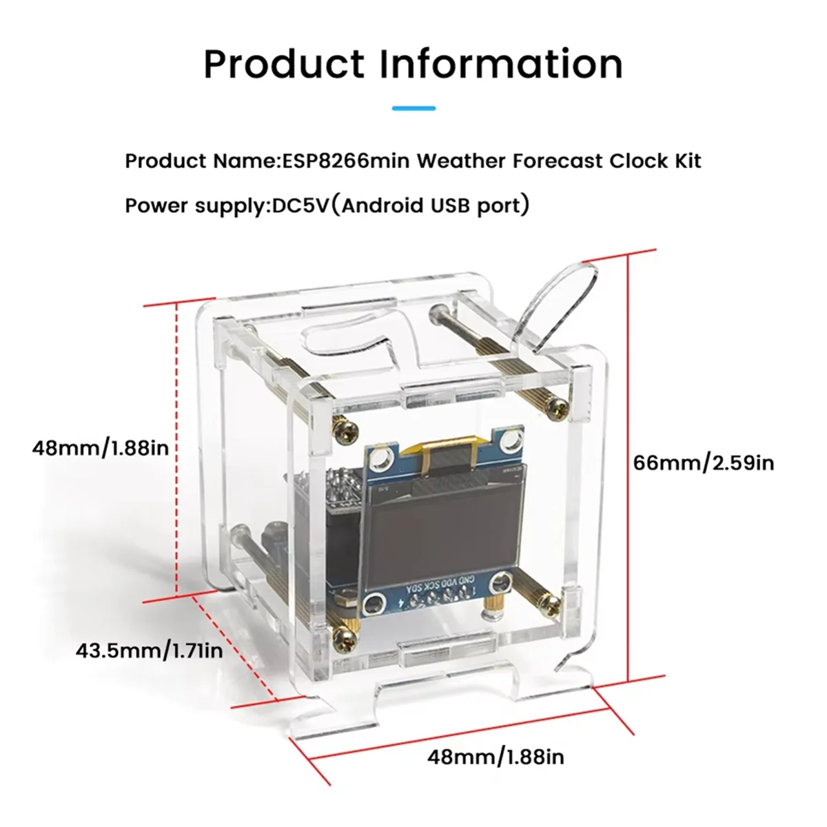 [Stock] ESP8266 DIY Mini Kits de reloj electrónico pronóstico del tiempo soporte de reloj 2,4G WiFi DIY Kit de práctica de soldadura