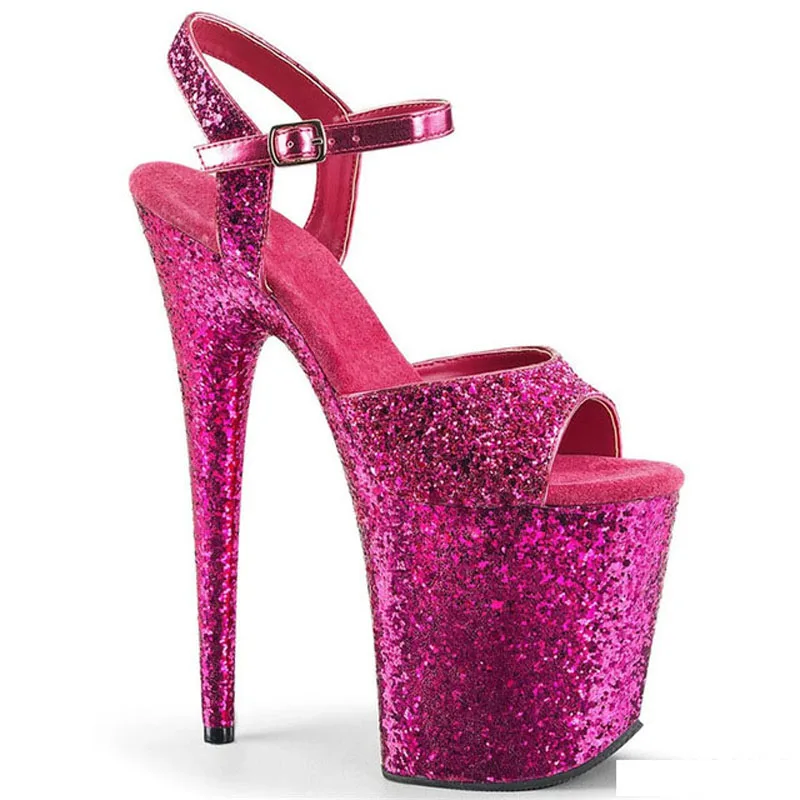 Crossdresser Elegant 8Inch Nightclub Thin Heels Platform Sandals 20cm Bling Sexy Fetish Gothic Shoes Strip Pole Dance Big Size