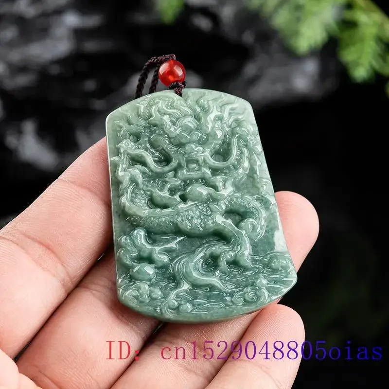 Birmański Jade wisiorek w kształcie smoka szmaragdowy jadeit naszyjnik prezent Vintage naturalne akcesoria naszyjniki zielony luksusowe amulety biżuteria