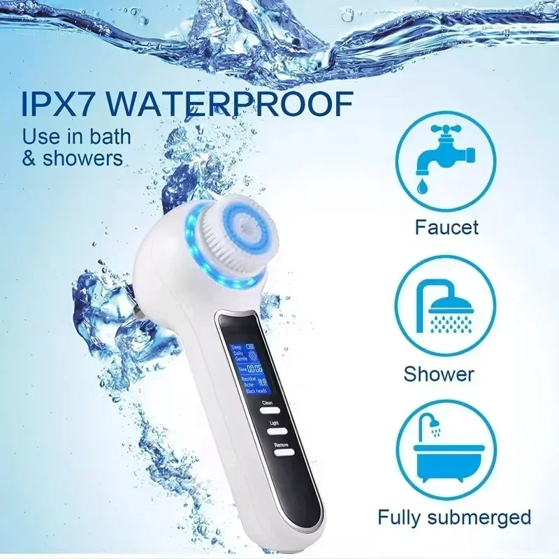 Spazzola per la pulizia elettrica 9 in 1 spazzola per la pulizia del viso massaggio manuale viso setole morbide esfoliante spazzola per il lavaggio del viso IPX7Beauty