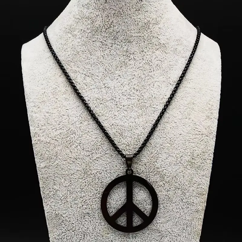Y2k Men's New Trendy All-match Vintage Peace Necklace Peace Sign Necklace Jewelry Gift for Women Men
