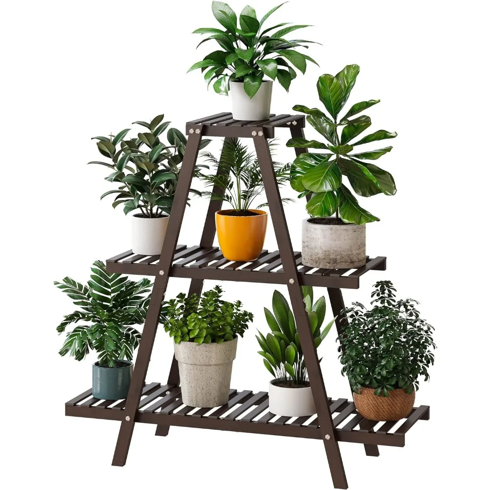 

Plant Stand Indoor, Outdoor bamboo Plant Stands for Multiple Plants, 3 Tier 8 Potted Flower Holder Ladder Plant Rack,Plant Shelf