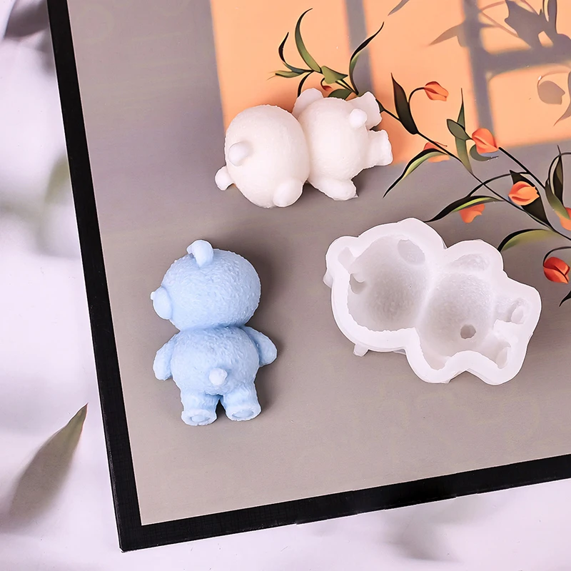 Cute 3D Sleeping Bear Mousse Cake Mold Ice Cream Silicone Molds Cupcake Topper Cake Decorate Mould DIY Baking Accessories