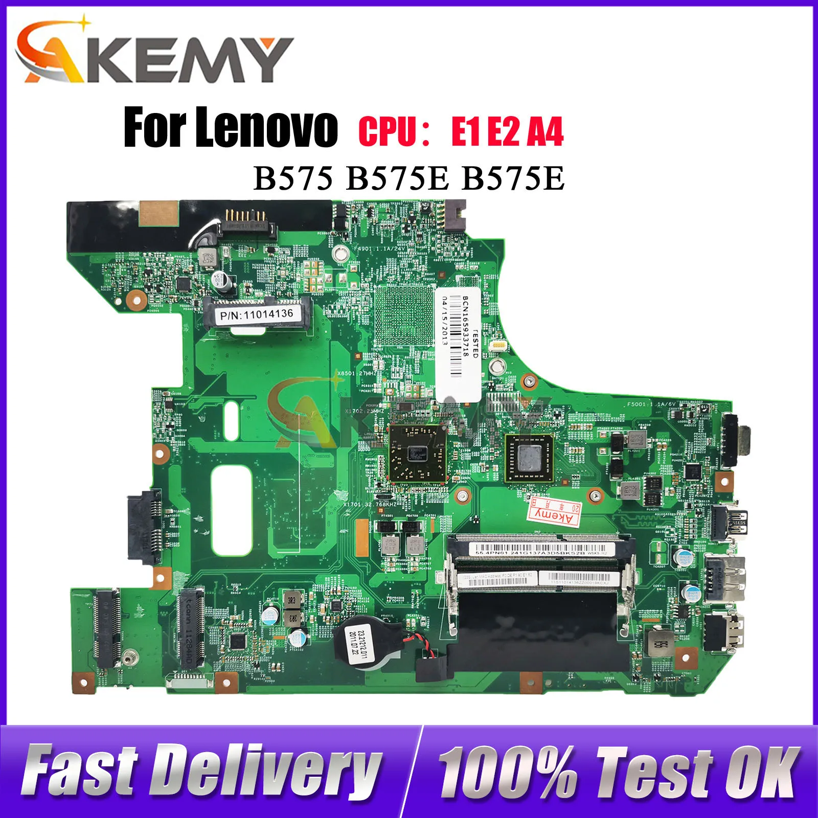 

Материнская плата для ноутбука Lenovo Ideapad B575 B575E B575E с процессором DDR3 AMD, 100% полностью протестирована